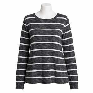 Size XXL Guess Women’s Heathered Black White Stripe Sweater Top